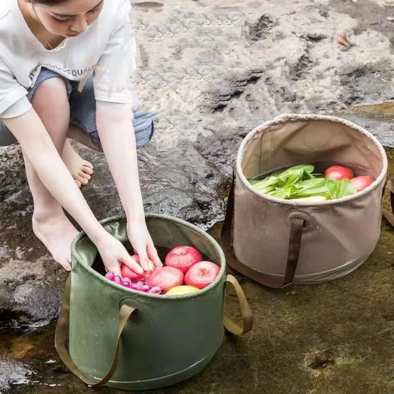 Large-capacity Outdoor Collapsible Buckets Portable Folding Bucket Water Car Washing Wash Basin Collapsible PVC Fishing Bucket