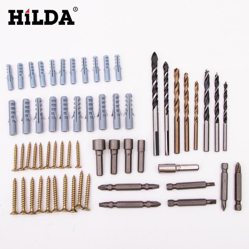HILDA Electric Screwdriver & Drill Accessory Set: Screws, Small Yellow Croaker Expansion Screws, Socket Wrench.