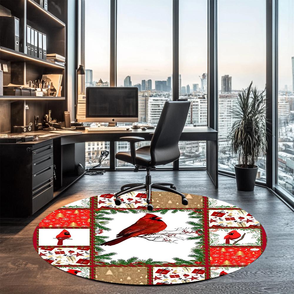 Christmas Printed Round Rug Carpet Chair Rug Area Rug Entryway Doormats,for Office Chair Living Room Bedroom Kitchen Room.