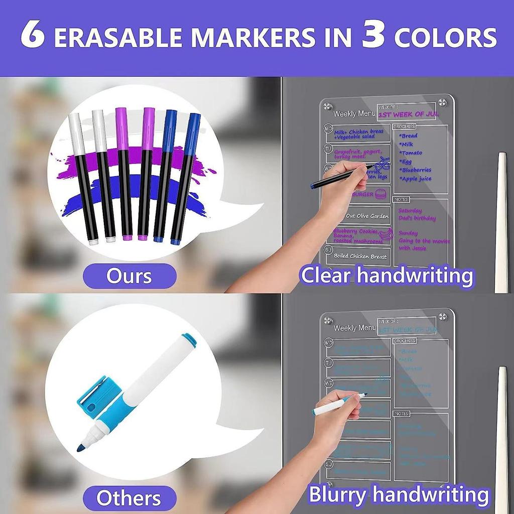 Acrylic Magnetic Dry Erase Memo Board for Refrigerators