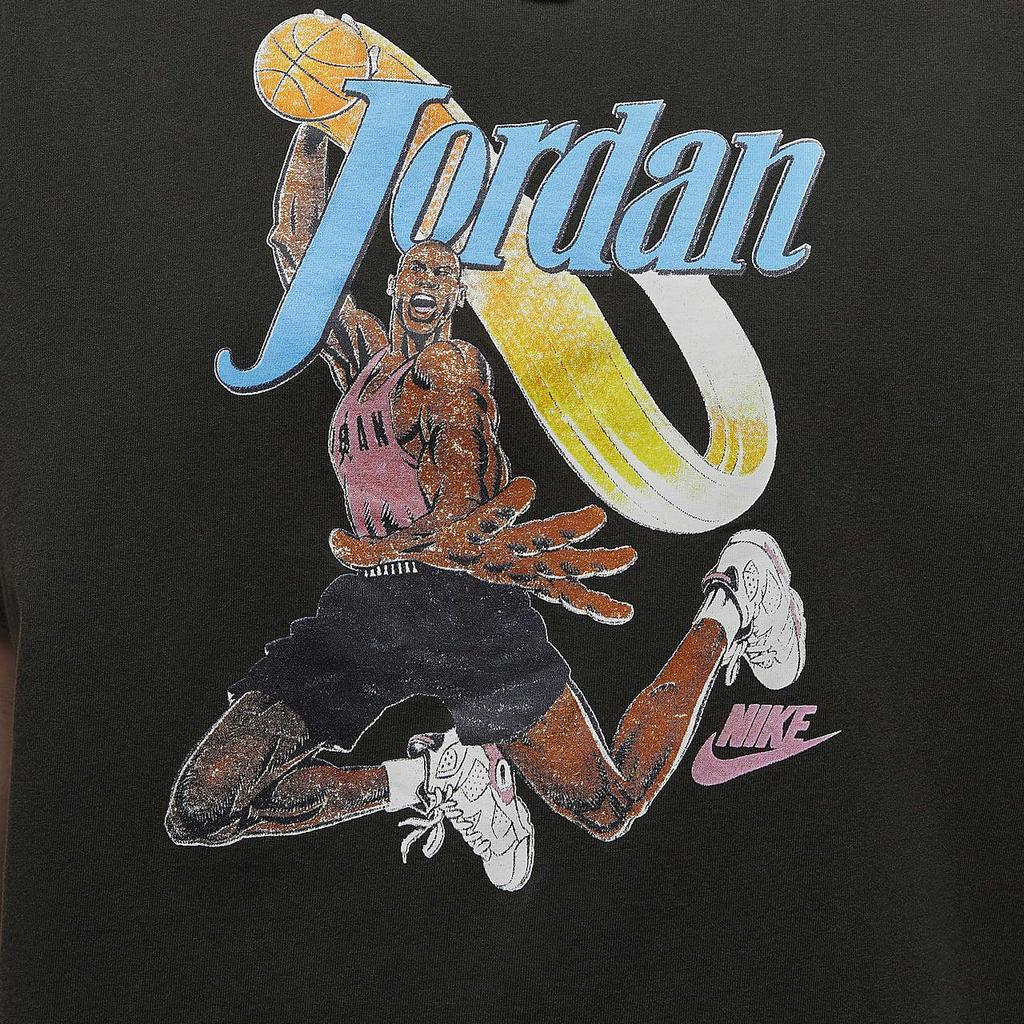 Jordan Loose Fit Short Sleeve T-Shirt With Logo Print Women Tops Gray Black FV7123-045