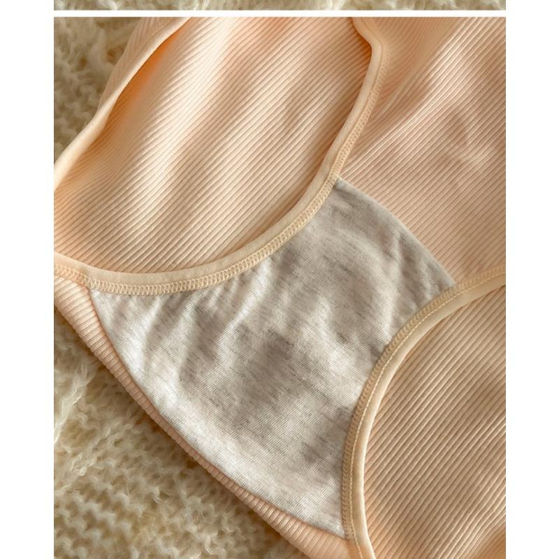 Pure Cotton Fake Two Threaded Panties Antibacterial Mid Waist Pure Desire Seamless Breathable Women's Triangle Panties