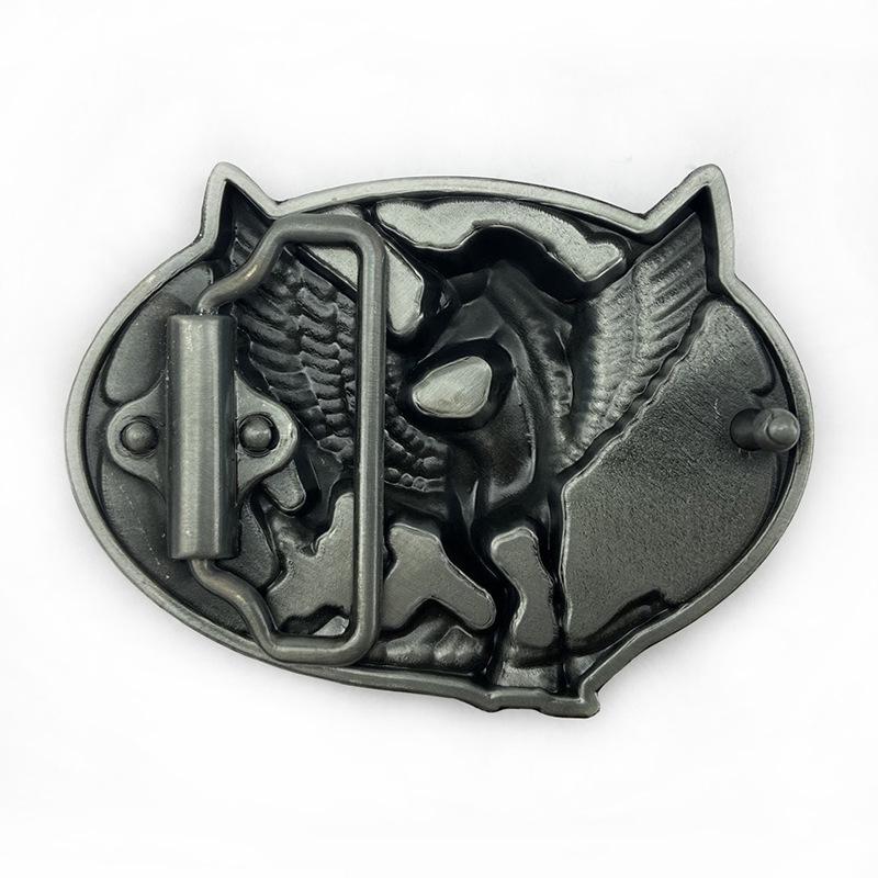 Angel Horse Unicorn Cowhide Alloy Belt Buckle - Ethnic Higanbana Oval Design