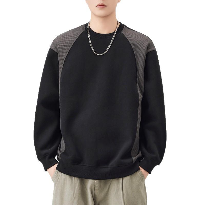 New Jacquard Long-sleeved Sweatshirt for Men Rabosleeved Versatile Large-size Top