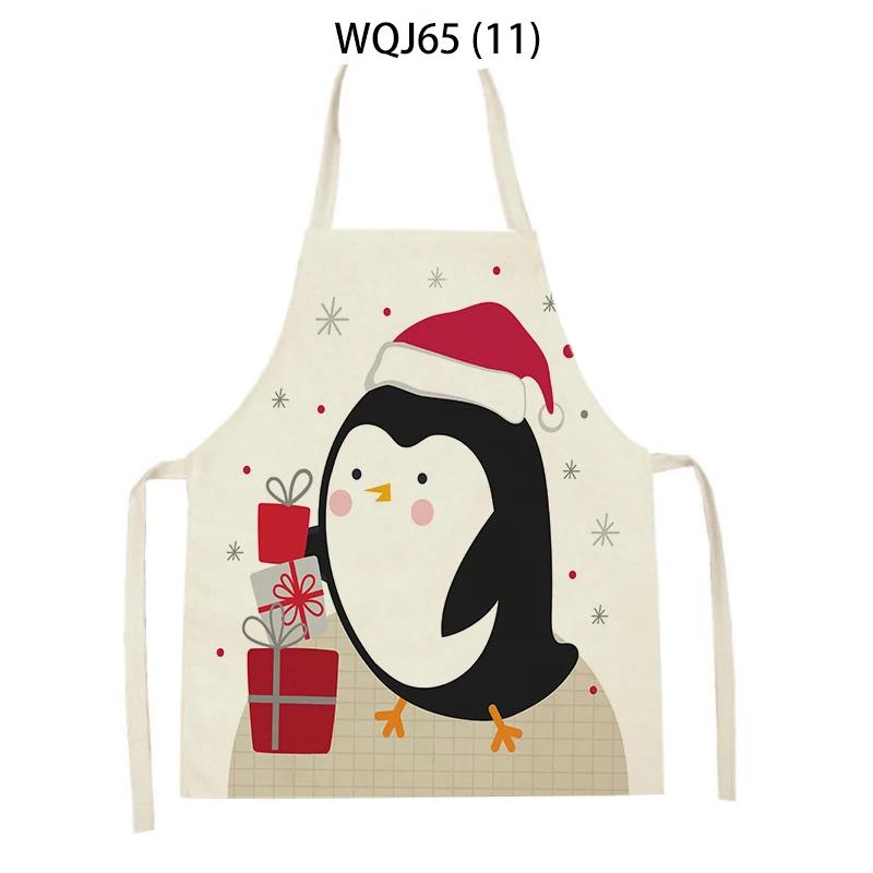 Christmas Apron Snowflake Tree Kitchen Apron Santa Claus Elk Snowman Print Aprons Dinner Party Cooking Apron Baking Accessories