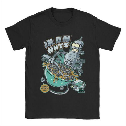 2025 Mode Lässig Bender Futuramas T-Shirt Damen Herren Rundhals Kurzarm T-Shirt Kleidung Baumwolle Männlich Sommer Tops Schwarzes T-Shirt