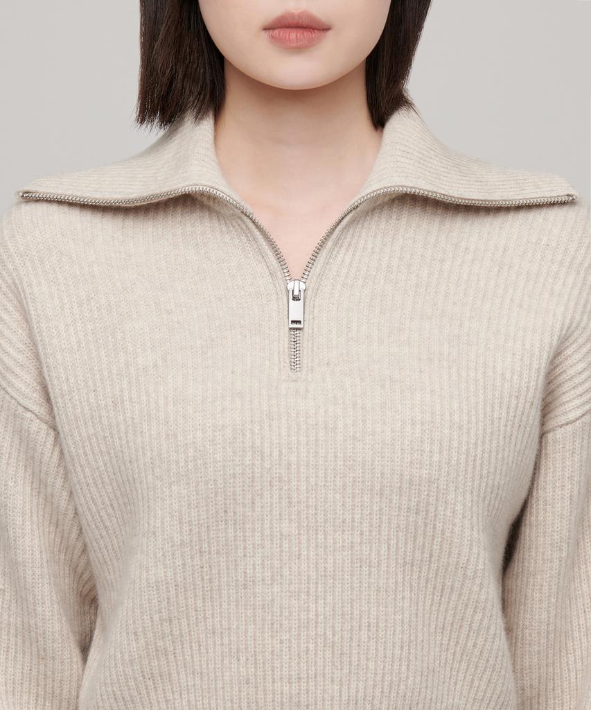 MUSINSA STANDARD WOMAN Women'S Lambswool Ribbed Knit Half Zip [Oatmeal]