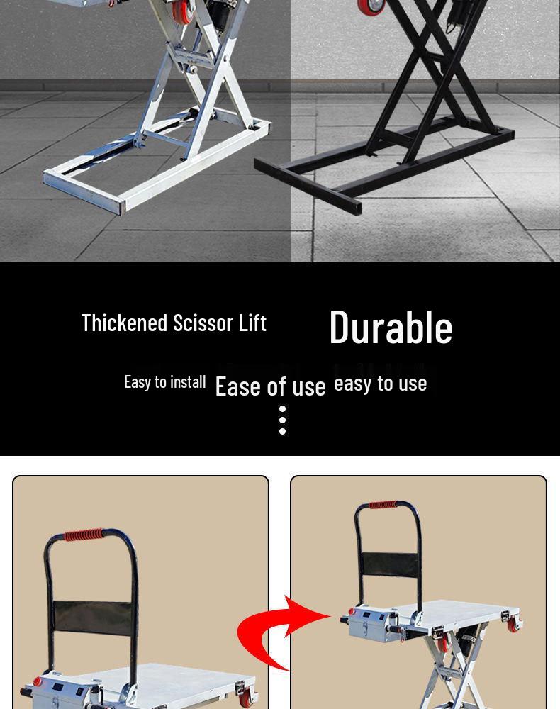 Electric Reach Truck with On-Board Lifting and Hydraulic Scissor Lift Table