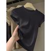 Unique Summer Short Sleeve Cotton T Shirt Women Slim Fit Solid Color Cropped Top Stylish Design