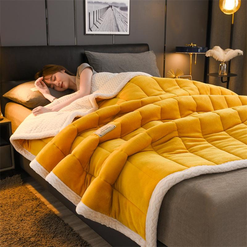 Pătură groasă din fleece cu trei straturi din catifea de lapte pentru pat simplu sau dublu - Cuvertură caldă și confortabilă, perfectă pentru cadouri și achiziții de grup