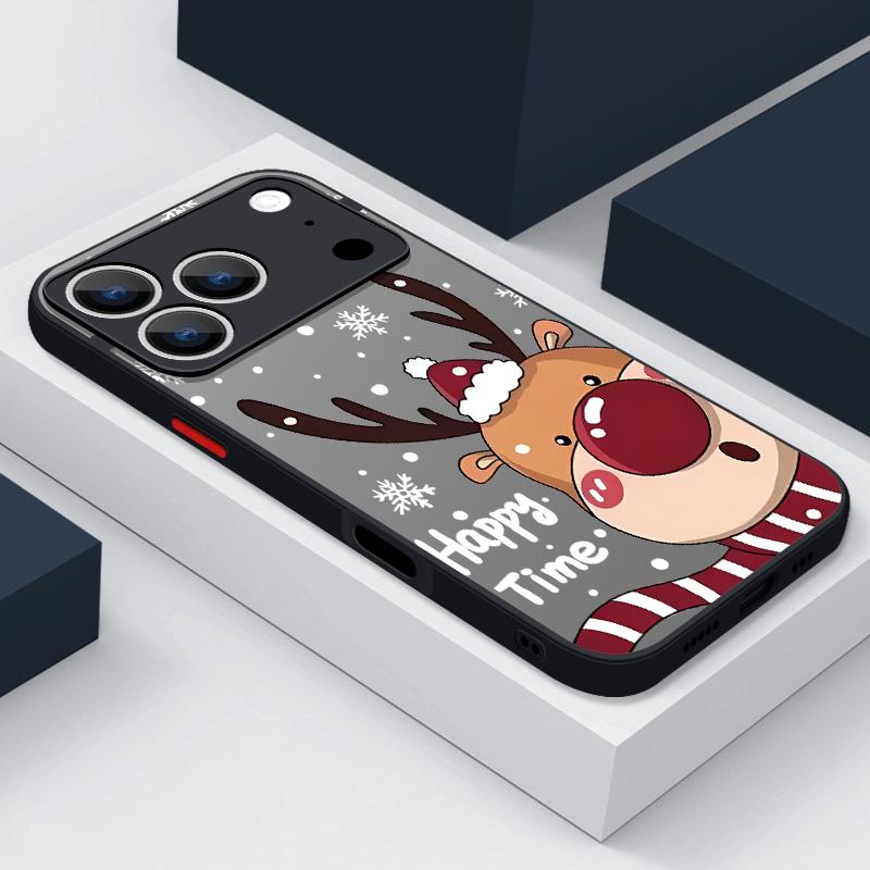 For iPhone 17 Pro Max Case Christmas Elk Snowman Hybrid TPU+PC Cover For iPhone 13 15 14 12 11 17 Air Funda iPhone 16 Pro Max