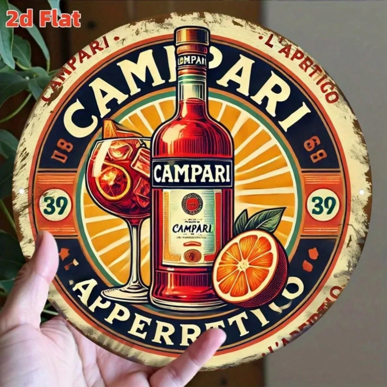 

Vintage Campari Metal Tin Sign Retro Cafe Wall Art Decor 20x20 різнокольоровий