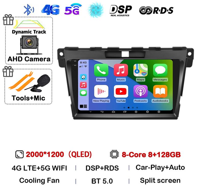 Android 14 Carplay For MAZDA CX-7 CX7 CX 7 2007 2008 2009 2010 2011 2012 2013 2014 Car Radio GPS Multimedia Video Player Stereo