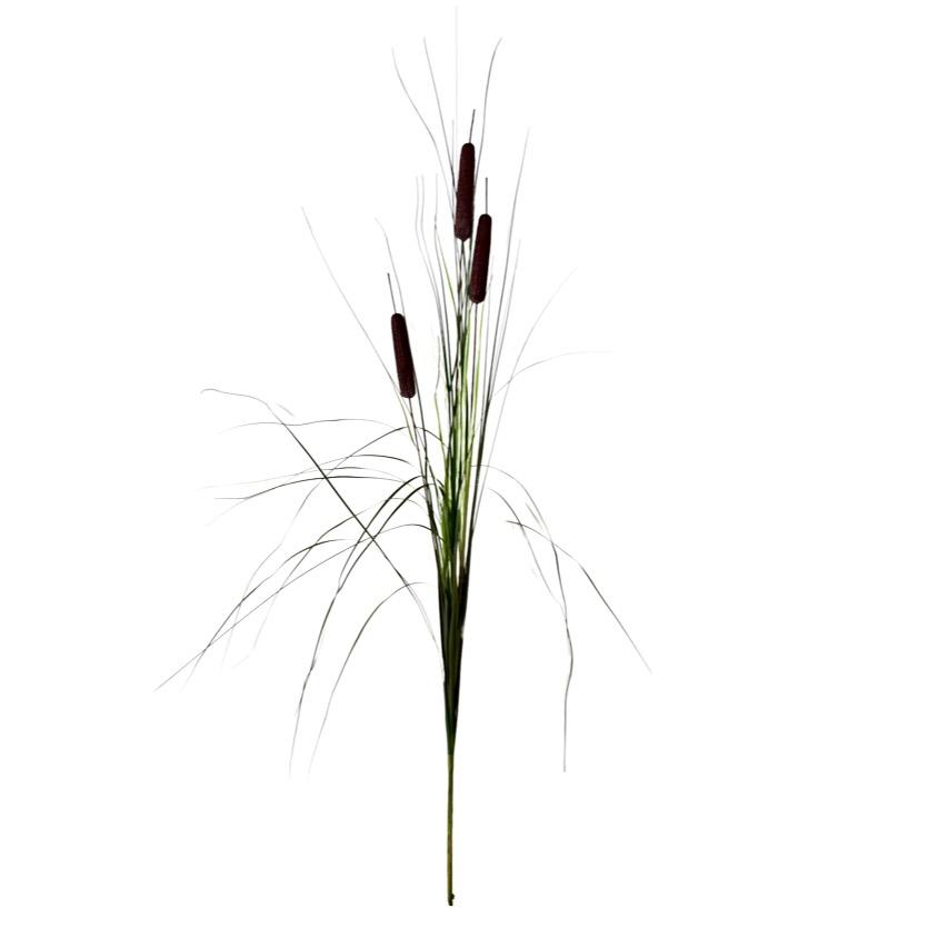 Bukiet trawa - trawa z pałkami wodnymi 125 cm, ciemny brązowy