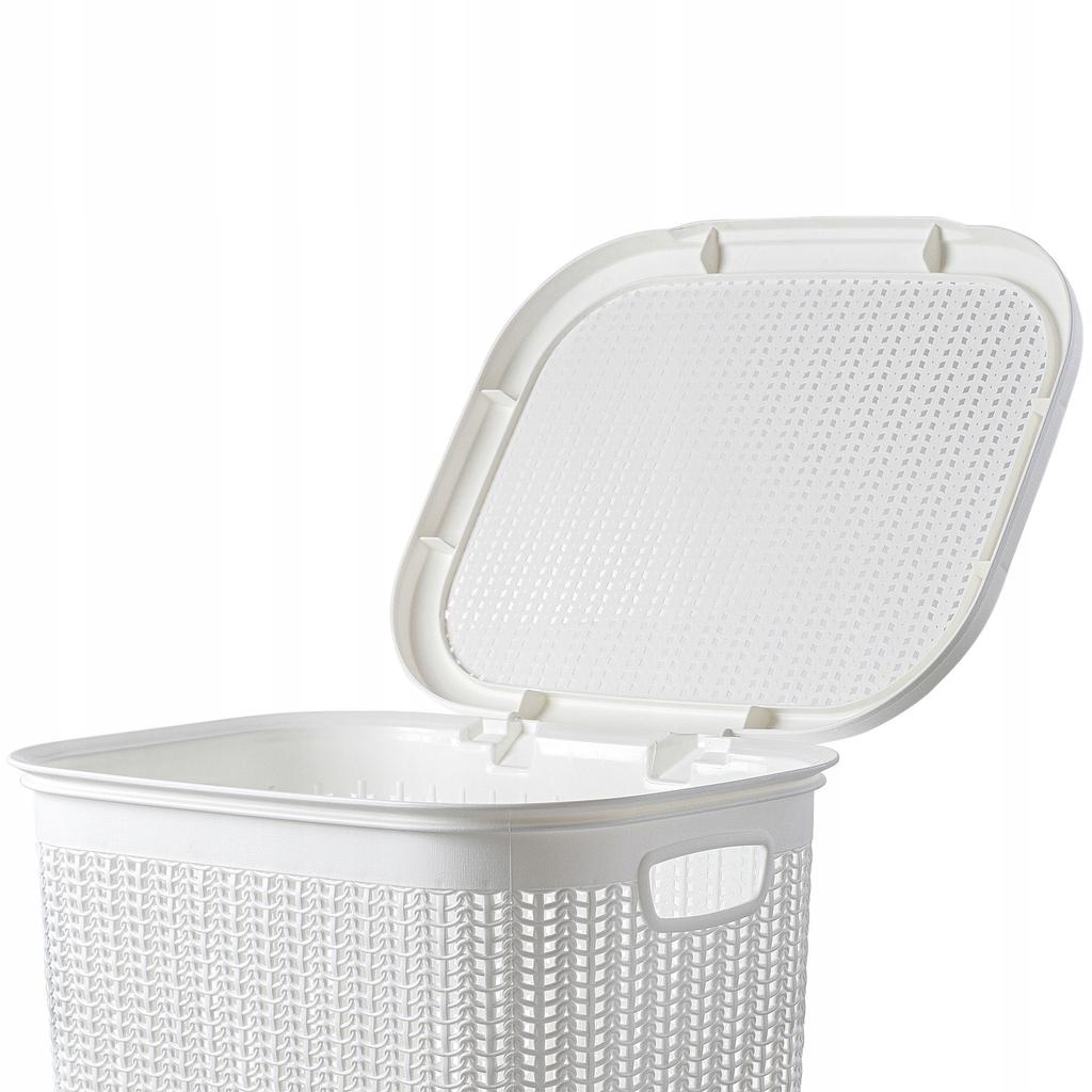 KADAX Kosz Na Pranie Bieliznę 50L Pojemnik Plastikowy Duży Z Pokrywą