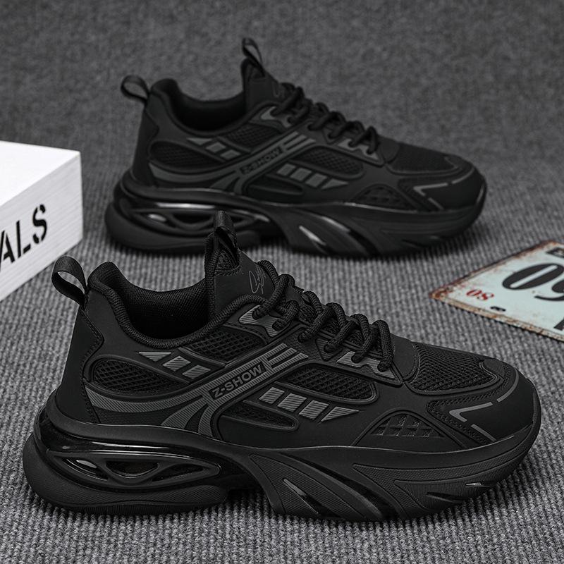 Autumn new men's popcorn sole running sports trendy shoes thick sole heightening mesh breathable dad shoes men's shoes
