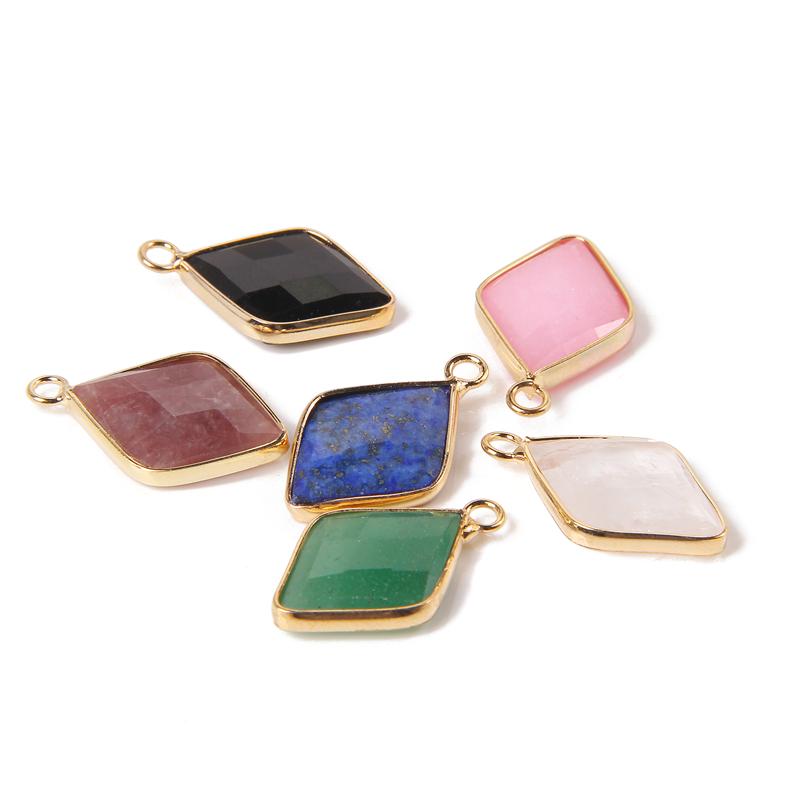 15X25MM Fashion Faceted Rhombus Pendant Natural Stone Lapis lazuli Charms for DIY Jewelry Making Necklace Earrings Wholesale