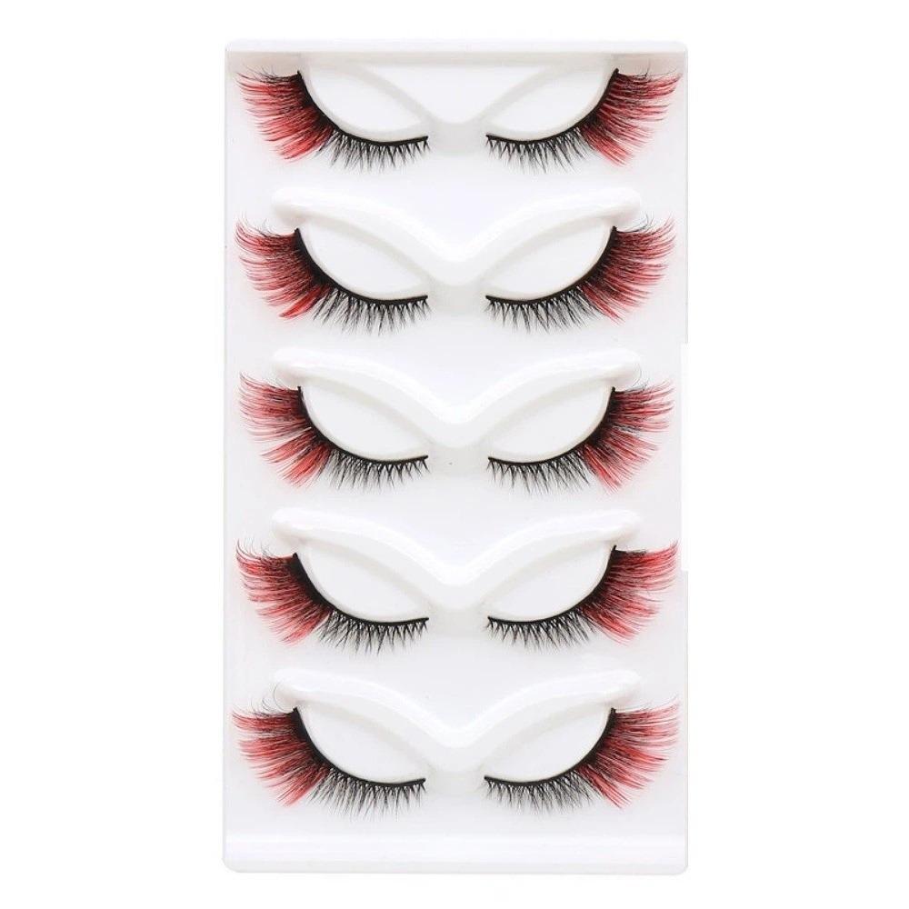 Soft Cat Eye False Eyelashes Fluffy Faux Mink Wispy Lashes Colored Anime Lashes Makeup