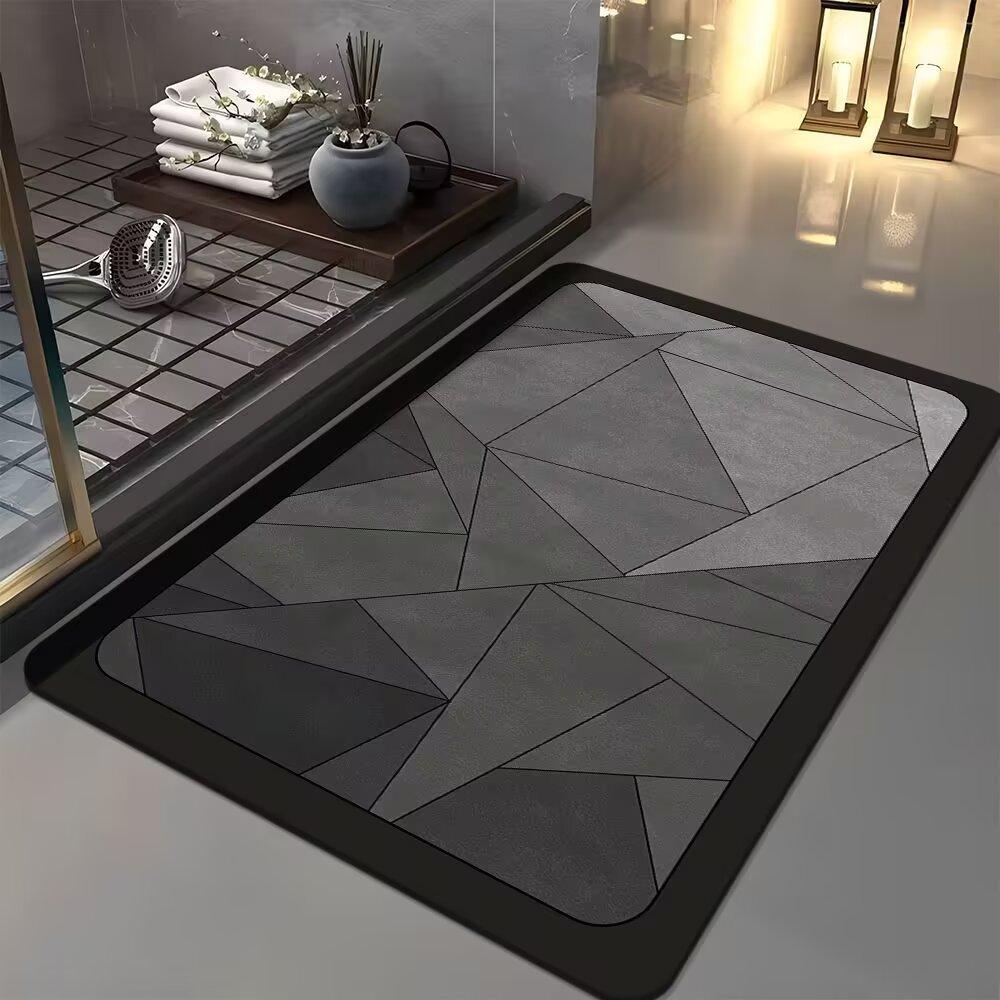 60*90cm Luxury Diatomite Bath Mat - Thick, Absorbent, and Quick-Drying, with A Non-Slip Rubber Base, Suitable for Bathroom Entrances and Entry Doors