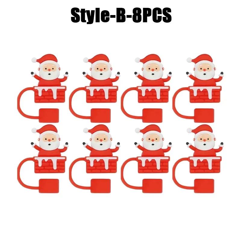 1-100PCSChristmasStraw DustCap 10mm Glass Straw Stopper Universal Water Bottle Reusable Cup Cover Accessories Holiday Party Gift