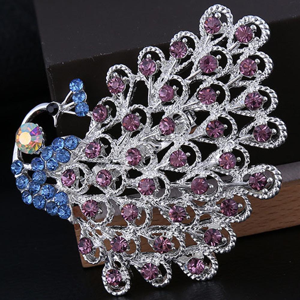 Rhinestone Peacock Brooches Crystal Animal Brooch Pin Wedding Jewelry Gift Party
