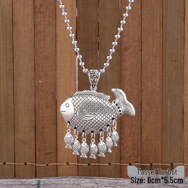 

Этническое длинное ожерелье East Butterfly - Ретро кулон в виде замка долголетия и цепочка из круглых бусин для мужчин и женщин