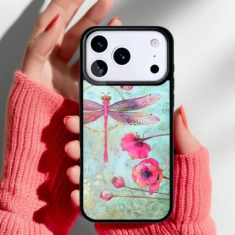 Dragonfly Insect Pattern soft Phone Case for iPhone 17 16 15 14 13 Pro Max Back Cover for 12 11 Pro Coque