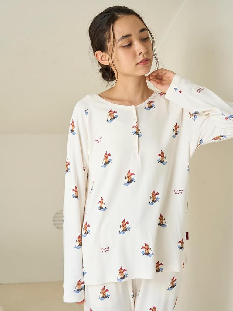 Ski Bear Print Long PWCT255250IVRF [HOLIDAY] T-Shirt