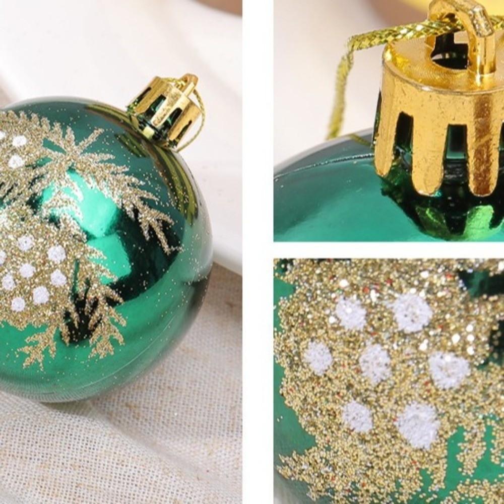 9Pcs/Set Plastic Christmas Balls with Gold Pattern Shatterproof Christmas Balls Pendant Decorative Red Xmas Tree Ornaments