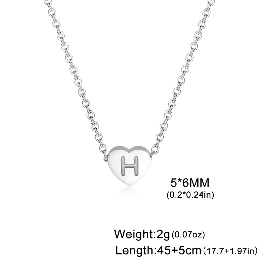 Love Heart Necklace Women Men Stainless Steel Jewelry A-Z 26 Letters Name Initials Pendant Couple Trend New Year Christmas Gifts