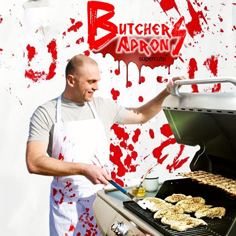 1pc/2pcs Festive Halloween Blood Splatter Apron - Adult Costume for Bar, Haunted House, or Party - Made of Polyester