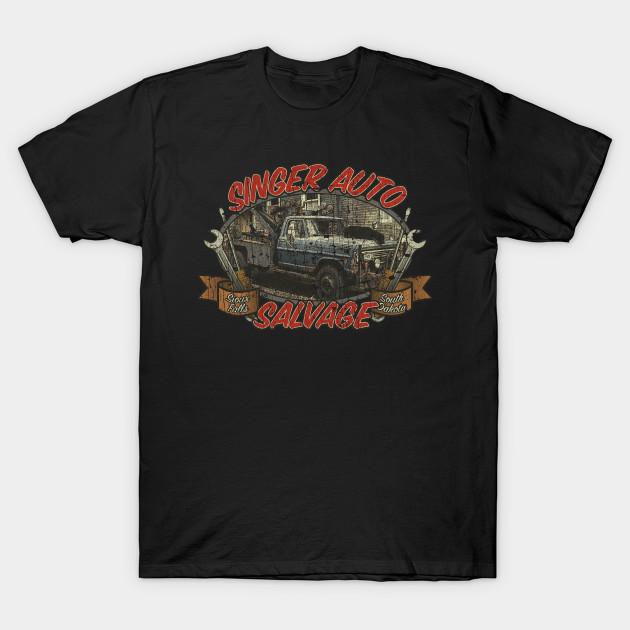 

Men Black Print T-shirt Singer Auto Salvage 2006 No-Cut Transfer Paper Print Cotton Tshirt 3XL чорний