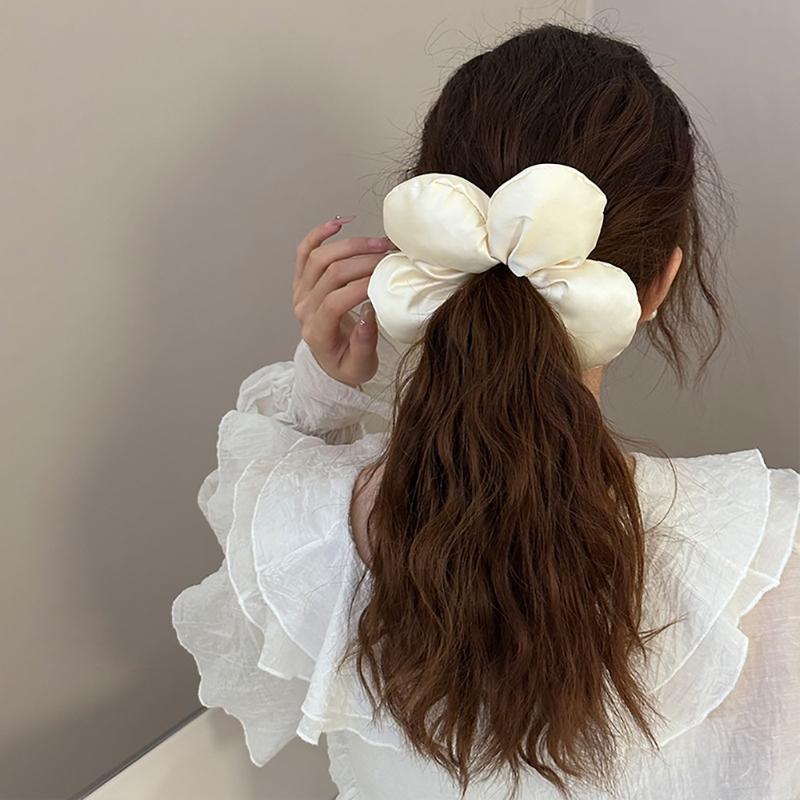 Aesthetic Scrunchies Elastic Puffy Flower Hair Rope Wedding Party Beach Headwear Big Bun Elastic Hair Tie Hair Elastic