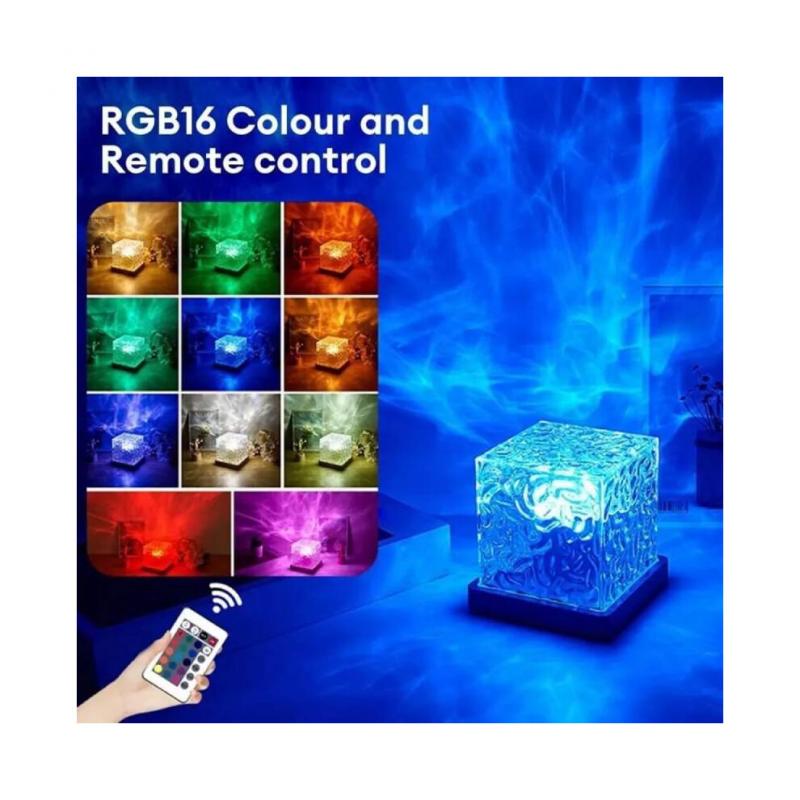 Kostka Polární záře 16 barev Dynamické noční světlo s vlnami a dálkovým ovladačem