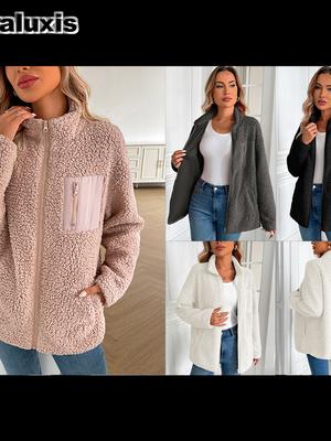 Women's Autumn Winter Sherpa Fleece Coat Loose Patchwork Casual Versatile Jacket