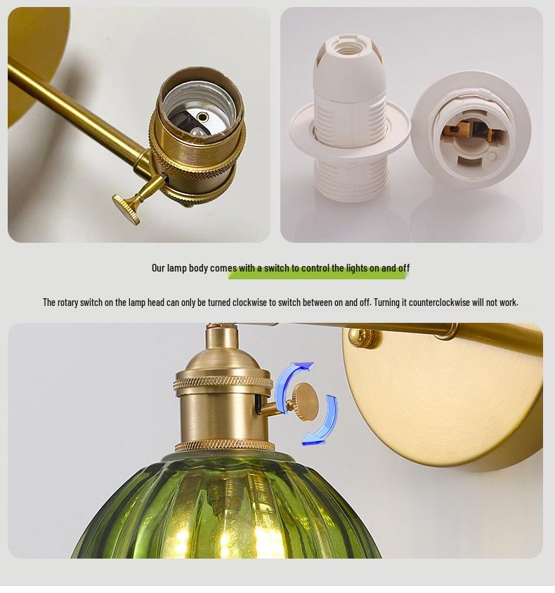 Creative Green Pumpkin Glass Wall Lamp - Wireless Charging for Living and Dining Rooms