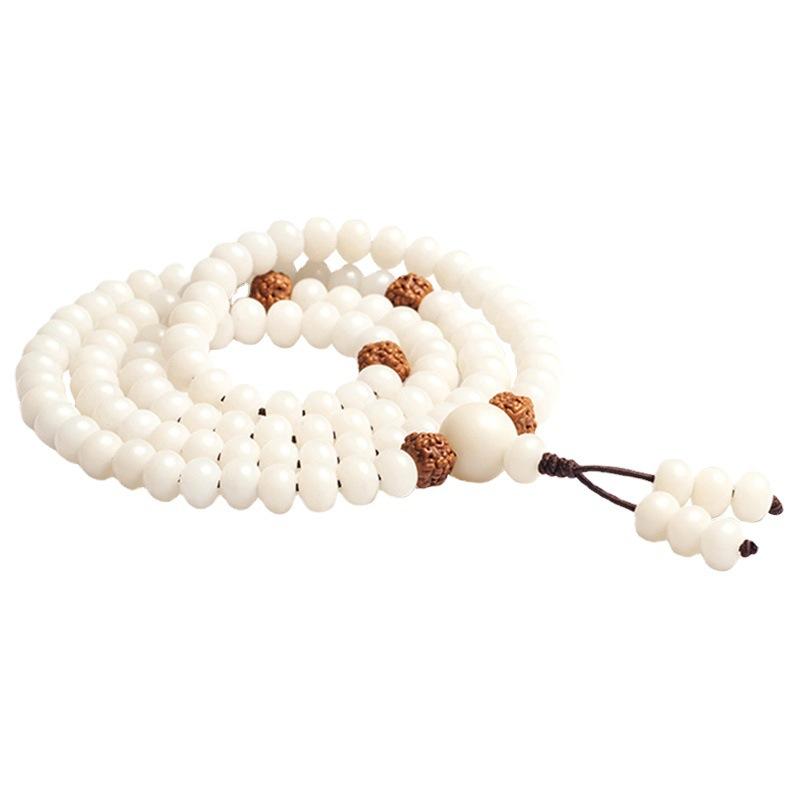 Authentic White Jade Bodhi Root Bracelet for Men and Women with High-Density Bodhi Seeds108Multi-strand Buddhist bead necklace and bracelet