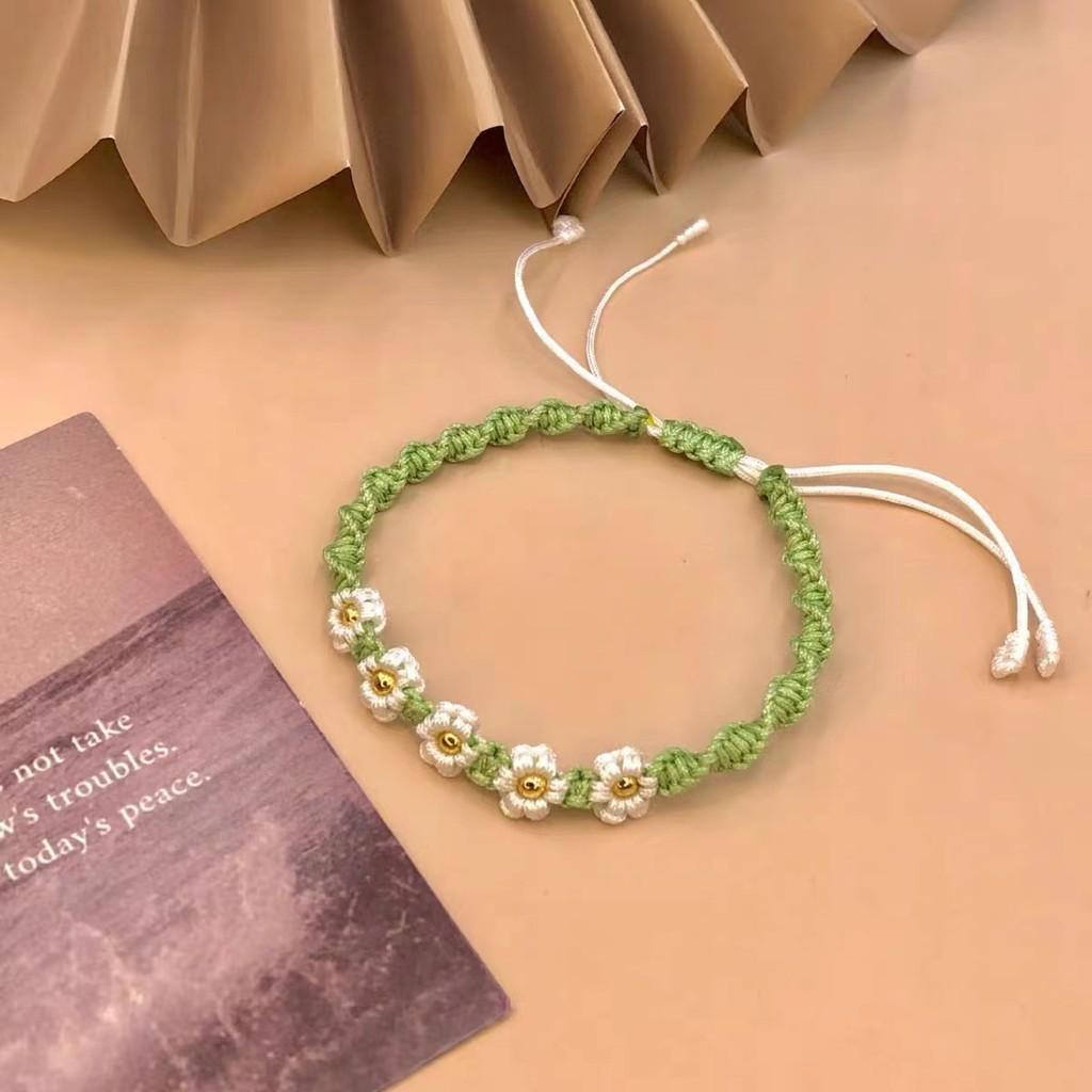 Delicate Handwoven Daisy Bracelet Unisex Retro Style Perfect Couples For