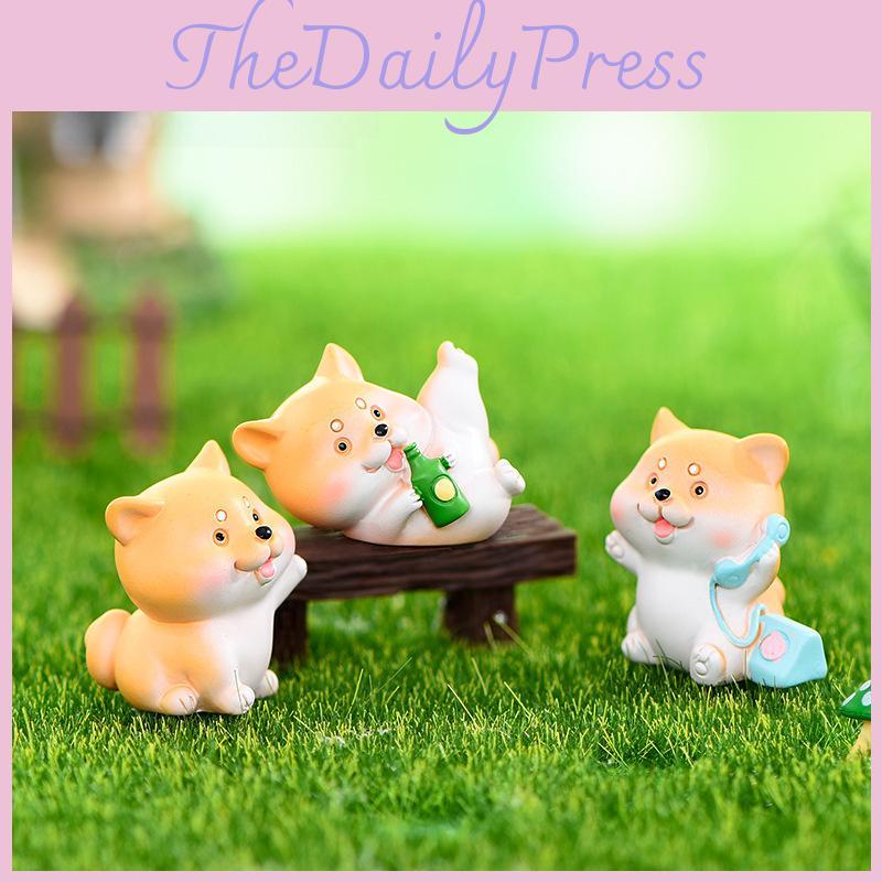 Cute Resin Akita Dog Miniature Creative Diy Decor Accessories For Desktop Or Car
