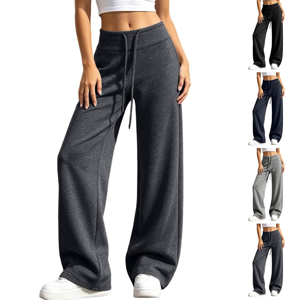 Women's Casual High Waist Wide Leg Stretchy Sweatpants with Pockets for Workout and