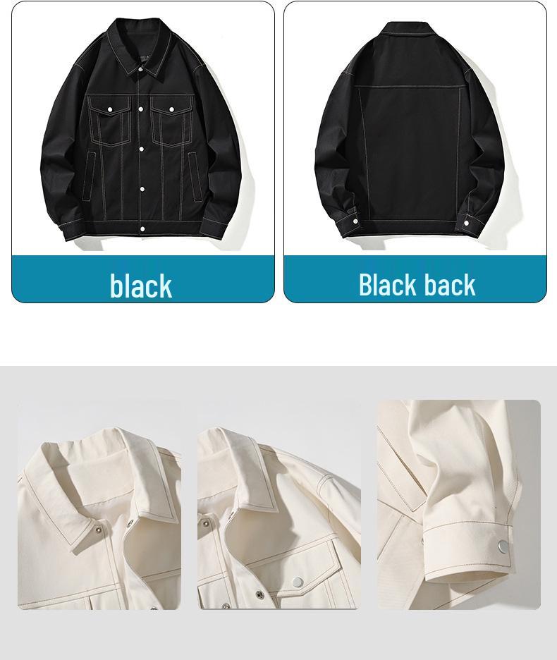 2024 Men's American Retro Denim Jacket - Spring & Autumn Trendy Loose Lapel Casual Style