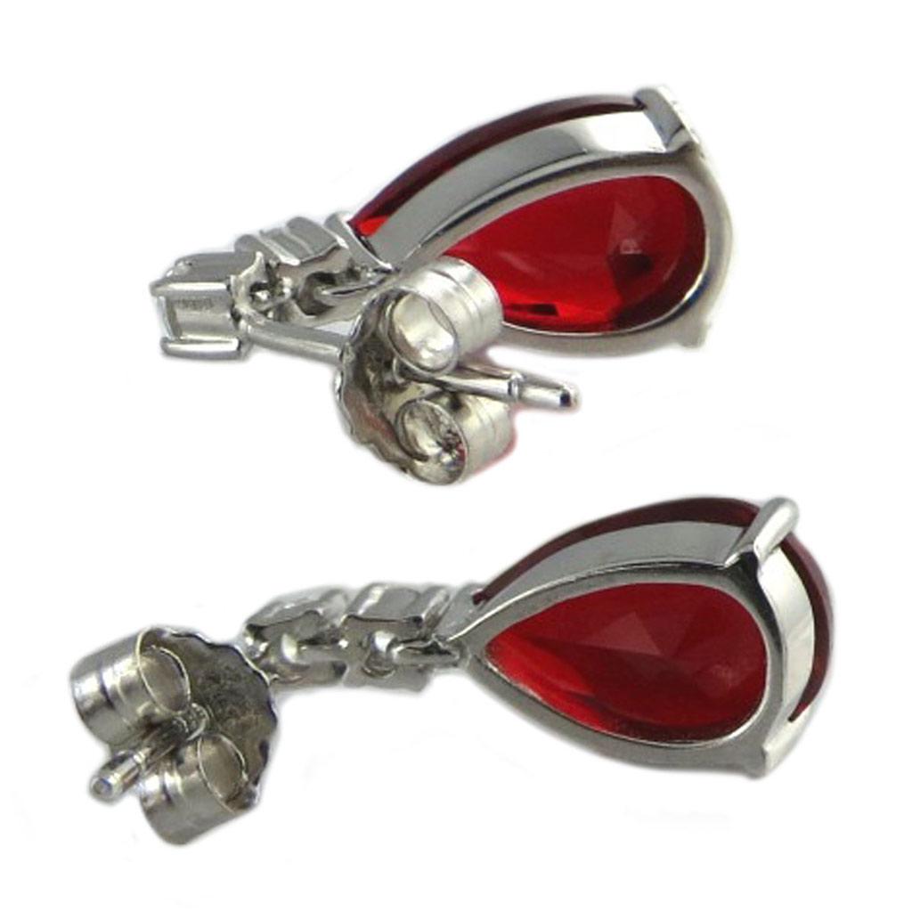 Les Trésors De Lily [P5024] - Silver Earrings 'Sissi' Red White Silver (rhodium Plated) - 18x8 Mm