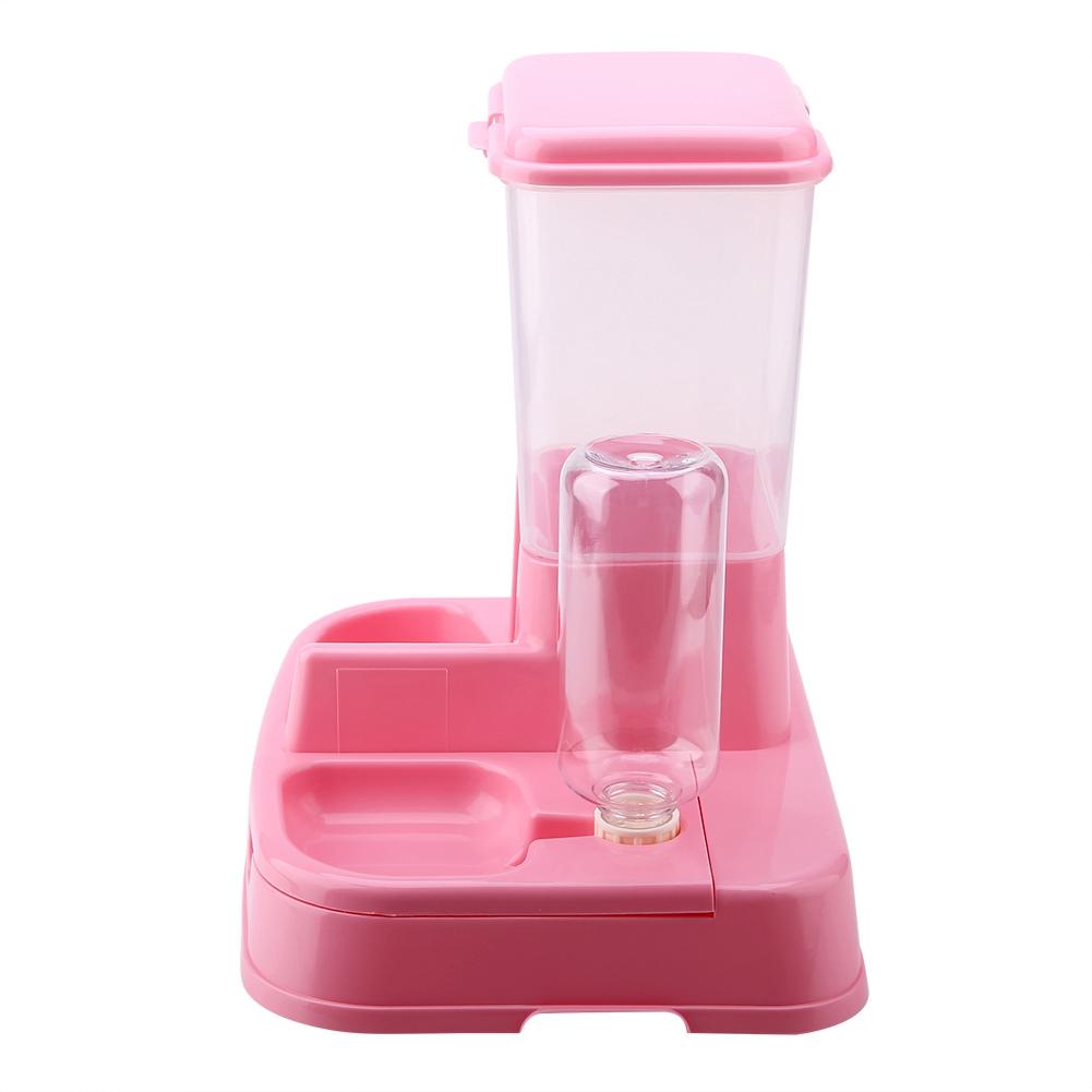 Automatic Pet Feeder Detachable Food Dispenser Water Bottle Cats Dogs Feeding Tool Pink