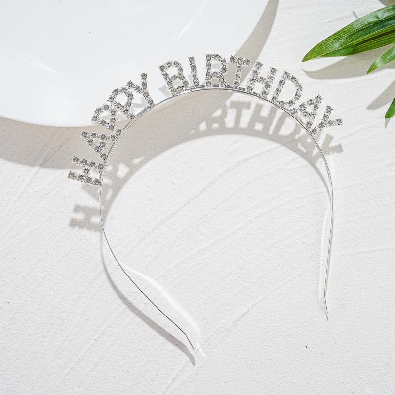 Birthday Alloy Crown Headband Headwear High End and Elegant Letter Crown Girls' Hairpin Headband Party Hair Accessory