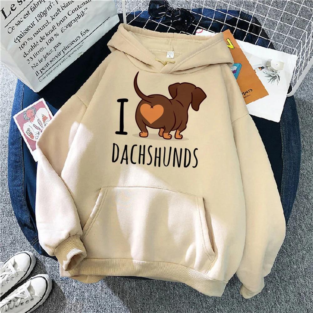 Dachshund Hoodies Women Funny Anime Korean Style 2025 Hooded Shirt Clothing Women Gothic Sweatshirts