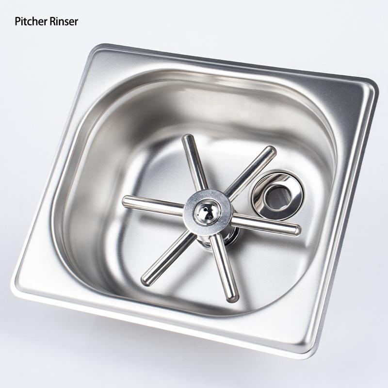 High Pressure Desk Table Manual Cup Washer Glass Rinser for Kitchen Sinks Full Stainless Steel Small Glass Bottle Press Rinser серебряный
