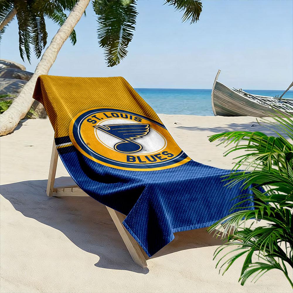 "St. Louis Blues Logo Beach Towel Design" Patterned beach towel quick dry perfect for travel outdoor sports jogging the beach and swimming