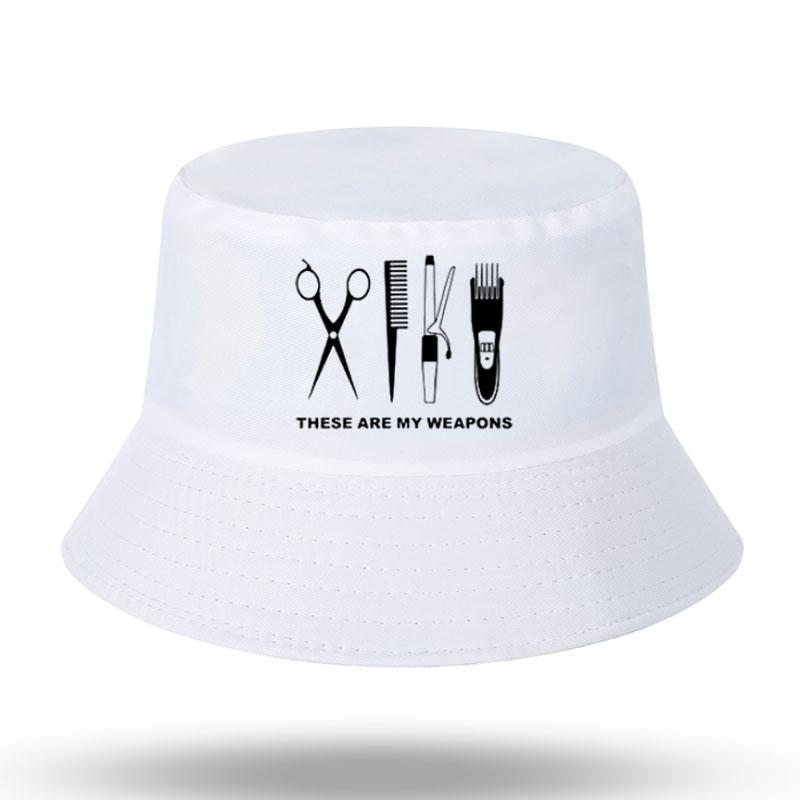 Barbier Friseur Waffe Print Herren Damen Fischerhut Outdoor Panama Angelhut Fischerhut Harajuku Angelhut