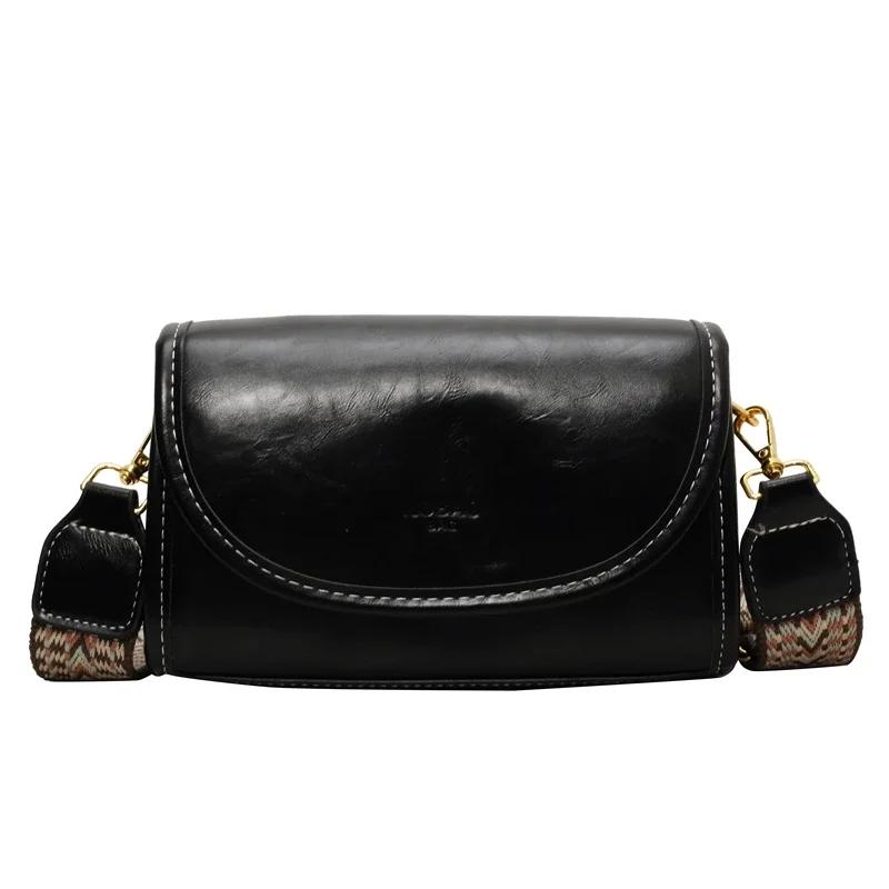 Women's Wax Oil Leather Messenger Bag Crossbody Bag High Quality Luxury Fashion Design Ladies