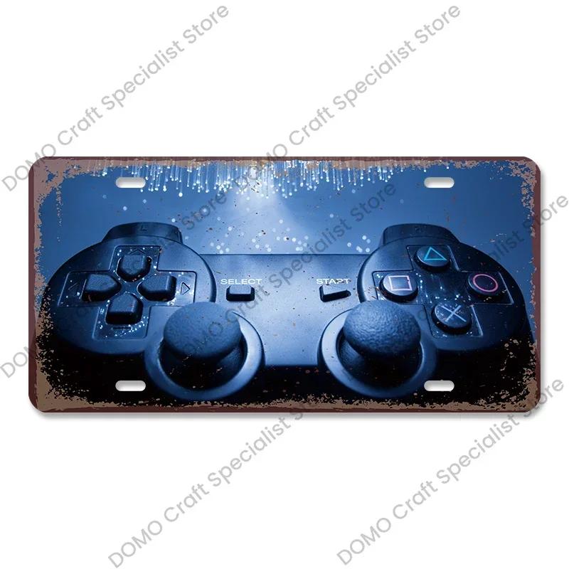 Placă de înmatriculare pentru jocuri video Placă metalică Vintage Playstation Gamer Poster metalic din tablă Decor de perete pentru cameră de joacă pentru băieți acasă